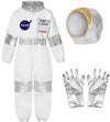 Koatobbor Kids Nasa Astronaut Costumes America Spacesuit For Boys Girls Space Jumpsuit Halloween Dress Up White 3-4T