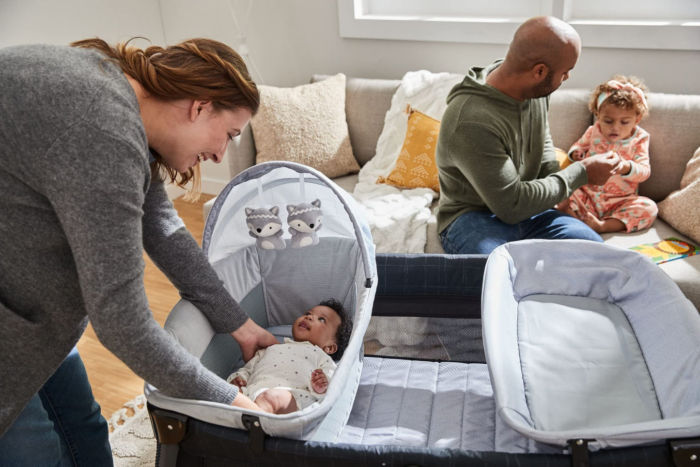 Safety 1St Play-And-Stay Play Yard, Easy Fold, Full-Size Play Yard With Removable Full Bassinet, High Street