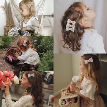 20 Pcs Hair Clips For Girls With Bows Holder Flower,2' Fully Lined Alligator Clips And Barrettes,Handmade Hair Accessories For