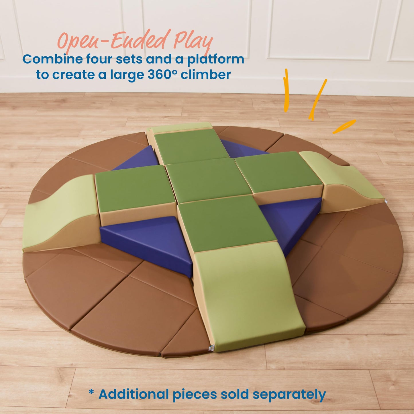 Ecr4Kids Softzone Junior Adventurer'S Summit Slide, Corner Climber, Earthtone, 4-Piece