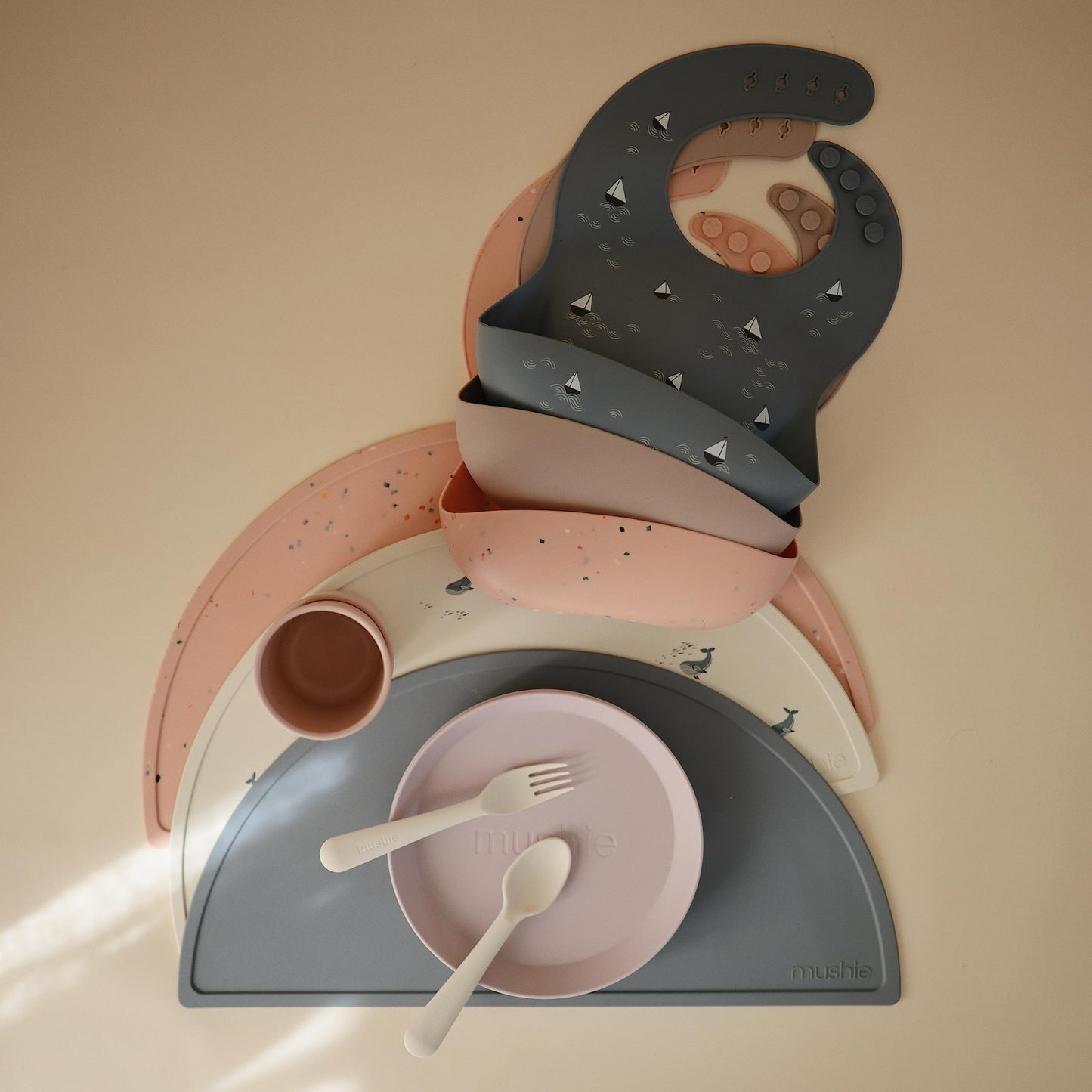 Mushie Silicone Placemat For Kids | Bpa-Free Non-Slip Design (Powder Pink Confetti)