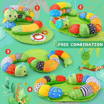 Aranee 2-In-1 Tummy Time Mat & Seated Support Pillow Baby Toys 6-12 Months, Baby Tummy Time Toys Sit Me Up Floor Seat For Newbor