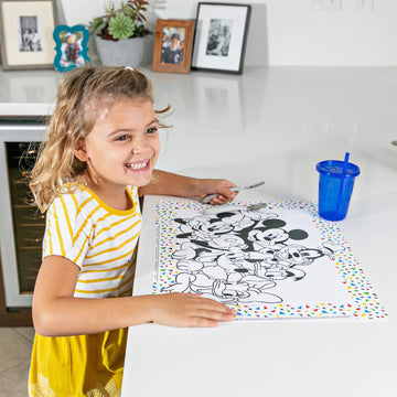 Disney Baby By J.L. Childress Disposable Colorme Placemats, 24 Pack - Paper Stick-On Placemats With Coloring Fun, Airplane Tray