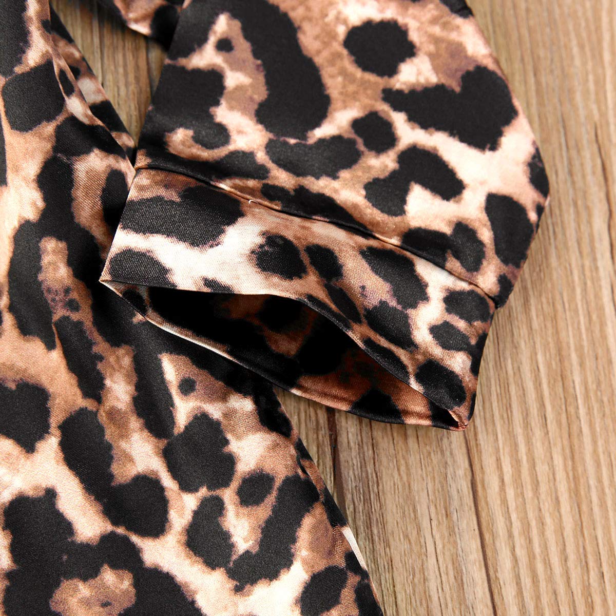 Toddler Baby Kids Satin Pajamas Set, Long Sleeve Button-Down Sleepwear Pjs For Girls (6T, Leopard)