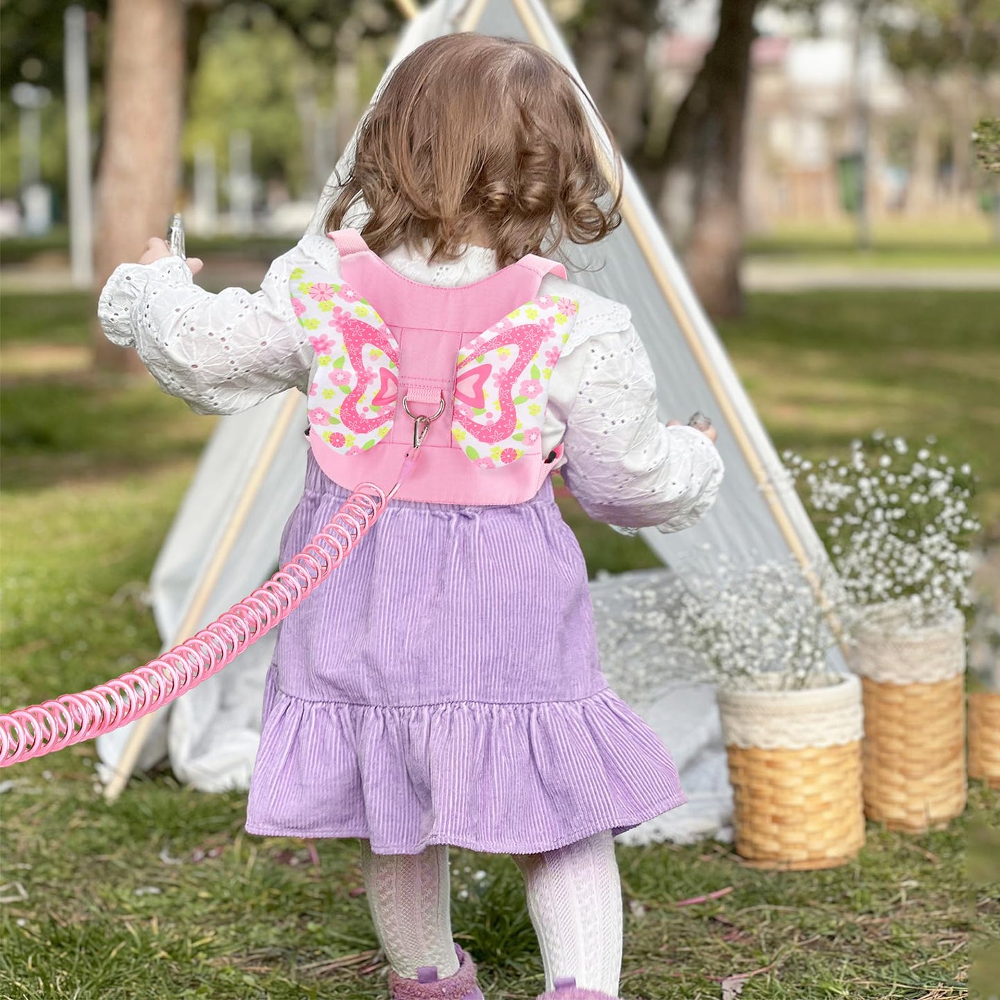 Accmor Toddler Harness Leash, 3 In 1 Cute Butterfly Kids Leash + Anti Lost Wrist Link, Adorable Child Walking Harness Wristband