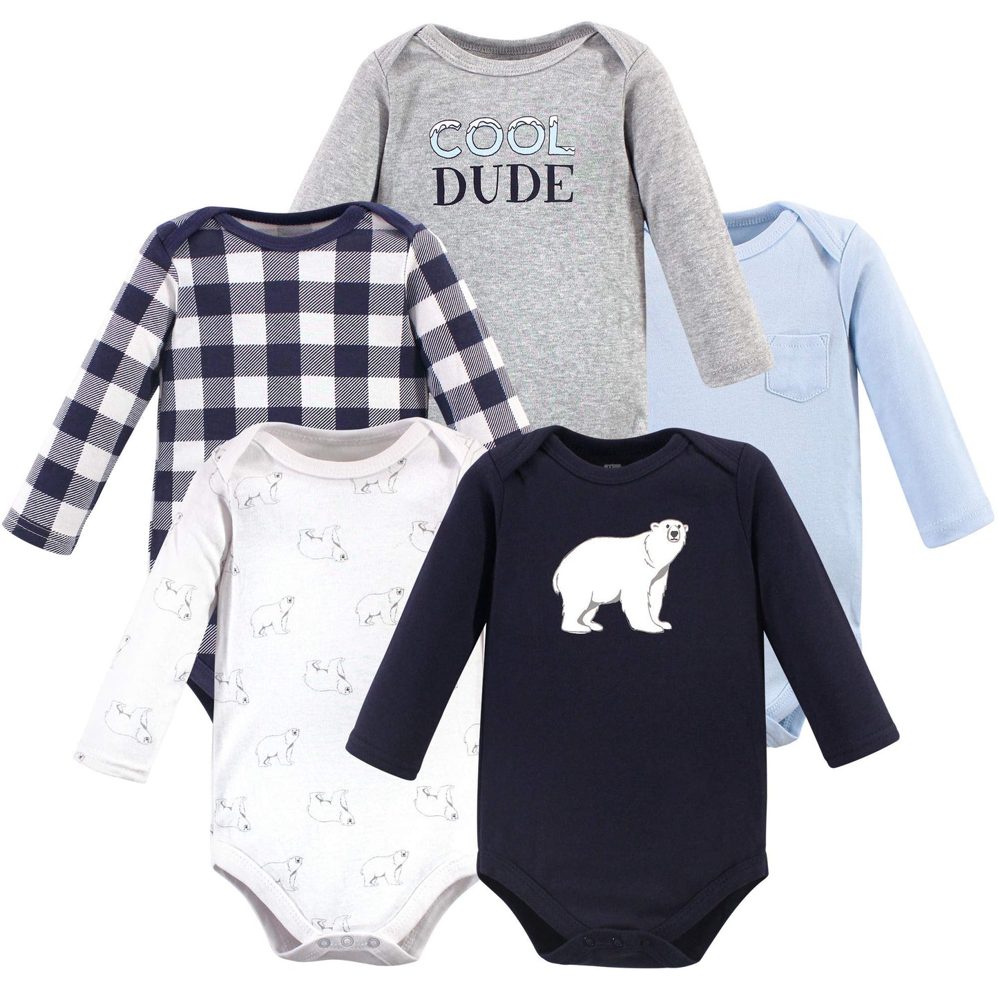 Hudson Baby Unisex Baby Cotton Long-Sleeve Bodysuits, Polar Bear, 3-6 Months Us