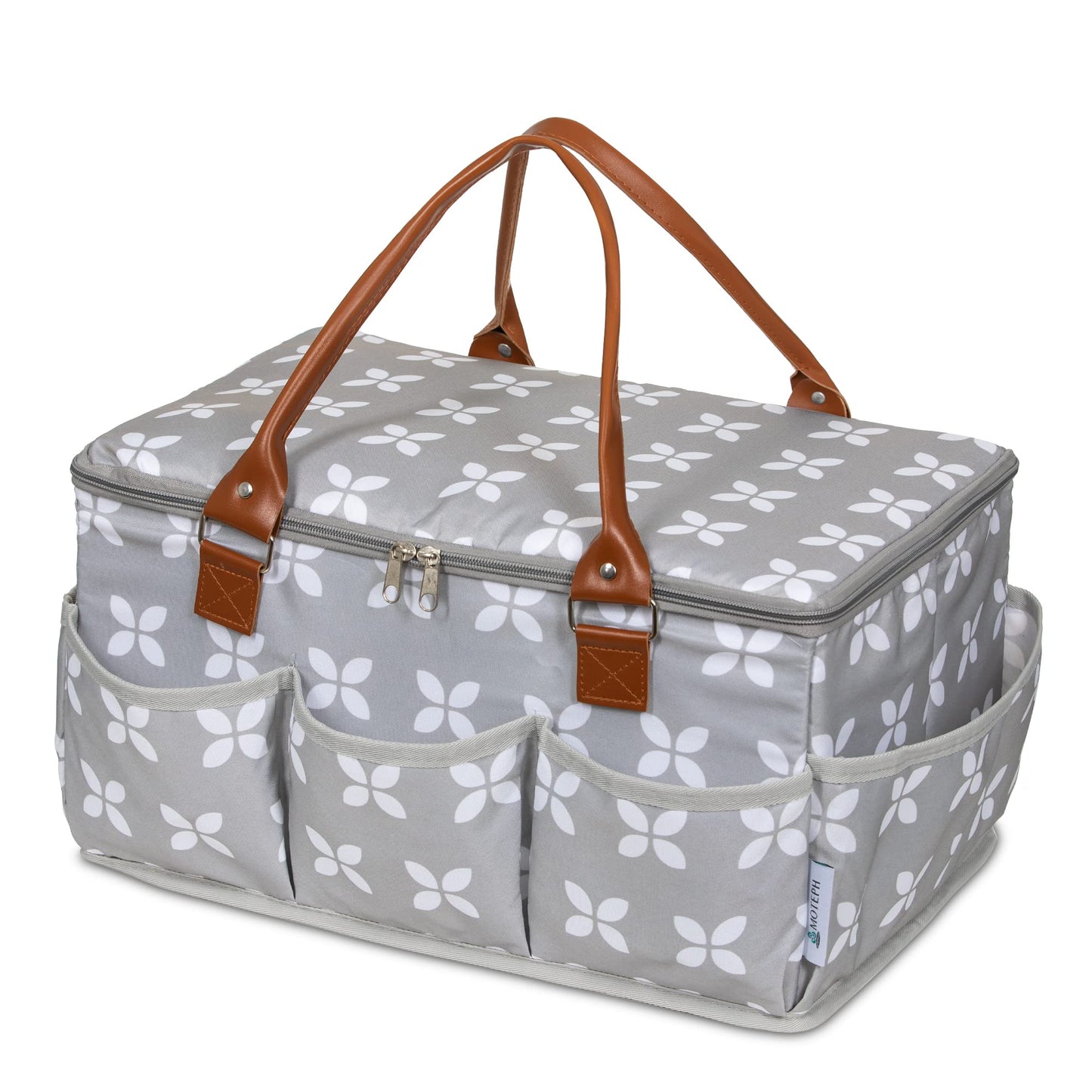 Moteph Extra Large Diaper Caddy, Craft, Toy Organizer With Zip-Top Cover With Waterproof Wet/Dry Bag - Perfect For Baby Shower