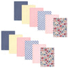 Hudson Baby Unisex Baby Cotton Flannel Burp Cloths Bundle, Pink Blue Pretty Floral, One Size