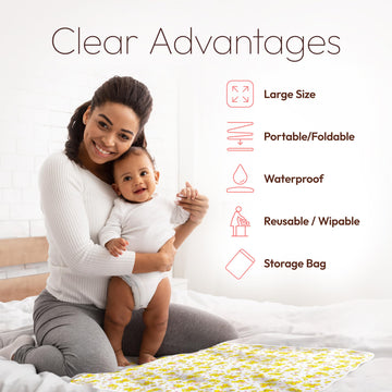 Changing Mat - Biggest Waterproof & Reusable Portable Changing Pad 25.5'X31.5' For Change Diaper In Any Places On The Go - Wip