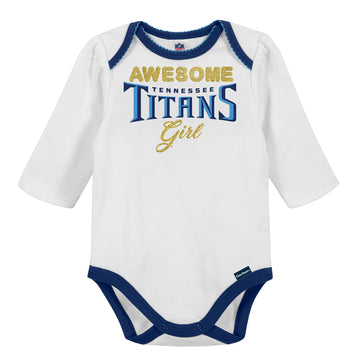 Nfl Baby Girls' 3Pc Bodysuit, Footed Pant, & Cap Set, Tennessee Titans, 6-9 Months