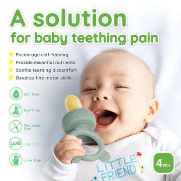 Littlesjoy Silicone Baby Fruit Feeder & Freezer Tray Set, Baby Breast Milk Popsicle Mold For Purees,Baby Food Feeder,Bpa Free Fo