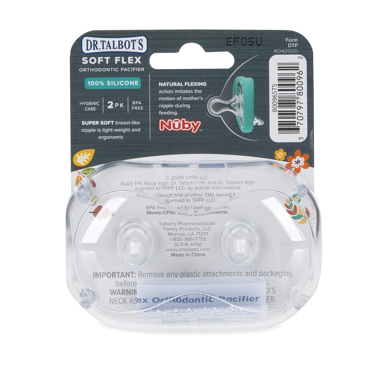 Dr. Talbot'S Soft-Flex Orthodontic Pacifiers 0-6 Months, Pink/Aqua, 2 Pack