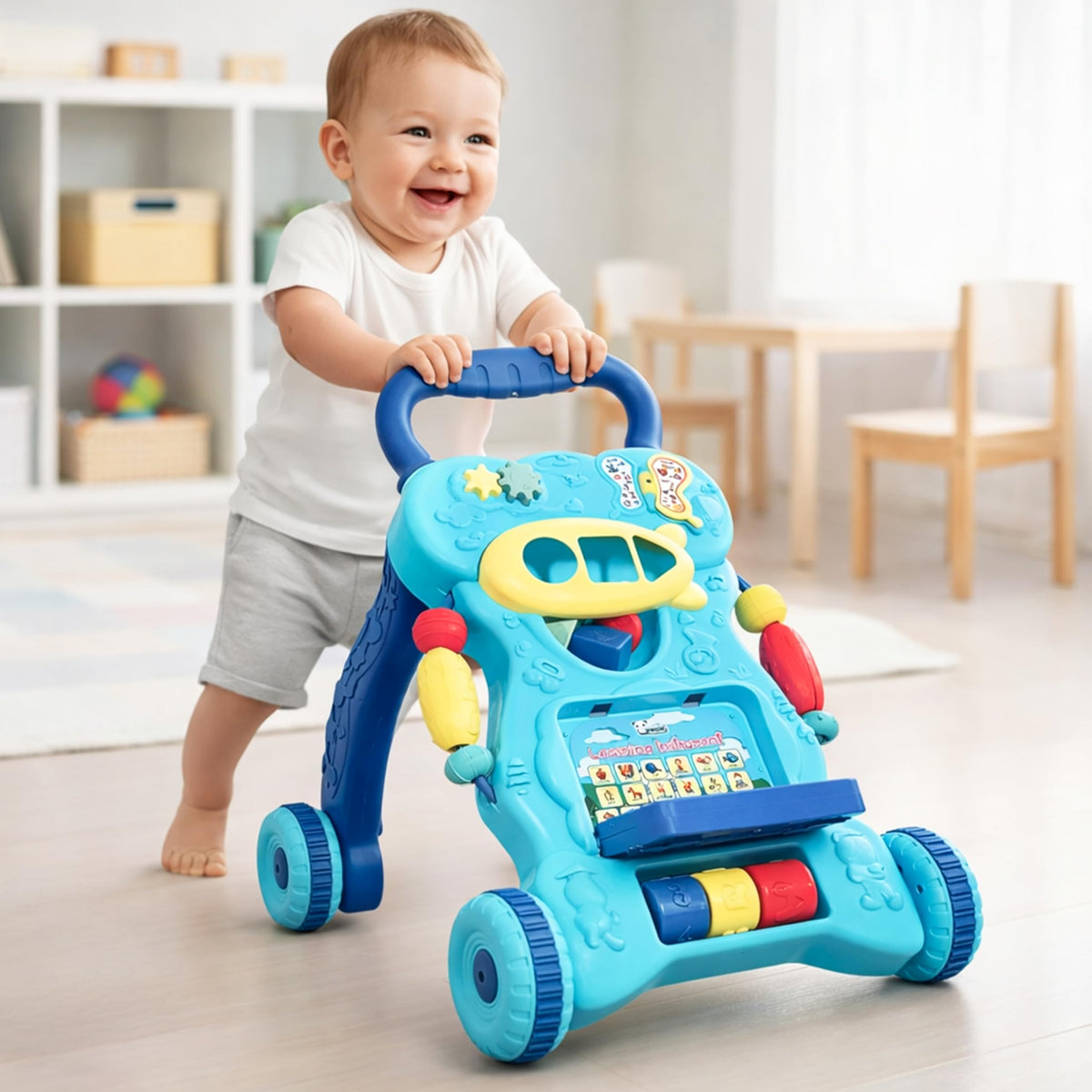 Kidsmate Baby Activity Walker | Push Walker For Babies 618 Months | Foldable Musical Baby Walker With Toy Bar | Safe & NonToxi