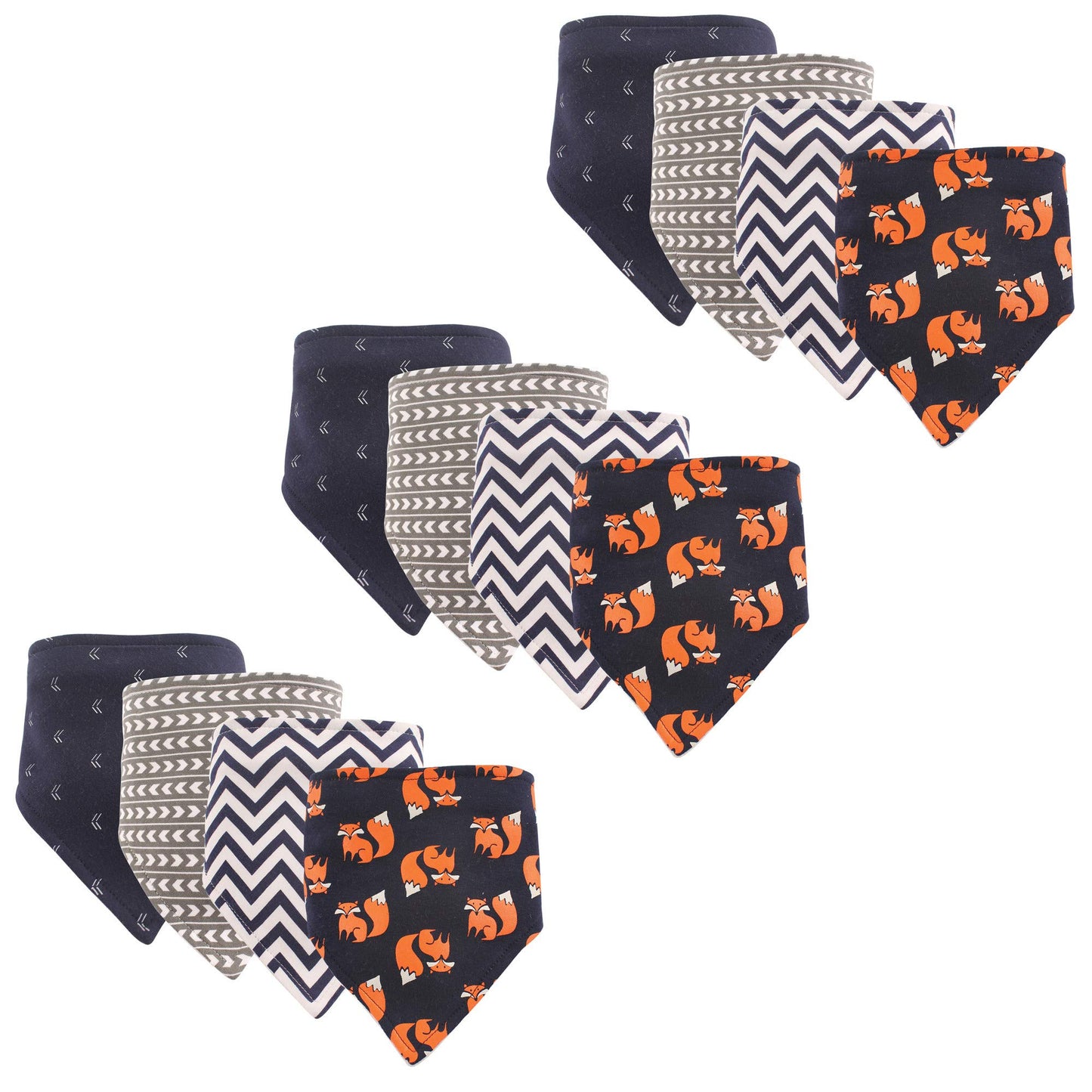 Hudson Baby Unisex Baby Cotton Bandana Bibs, Fox 12-Pack, One Size