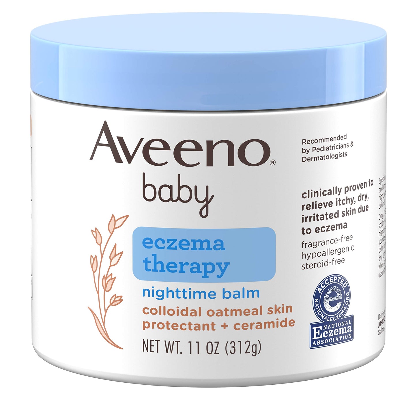 Aveeno Baby Eczema Therapy Nighttime Moisturizing Balm With Colloidal Oatmeal & Ceramide, Soothes & Relieves Dry, Itchy Skin Fro