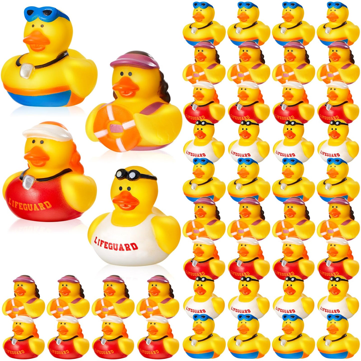 Deekin 24 Pcs Lifeguard Rubber Ducks 2 Inch Bath Ducks for Cruise Ships, Hide Baby Shower Birthday Party Favors, Beach Pool Gift