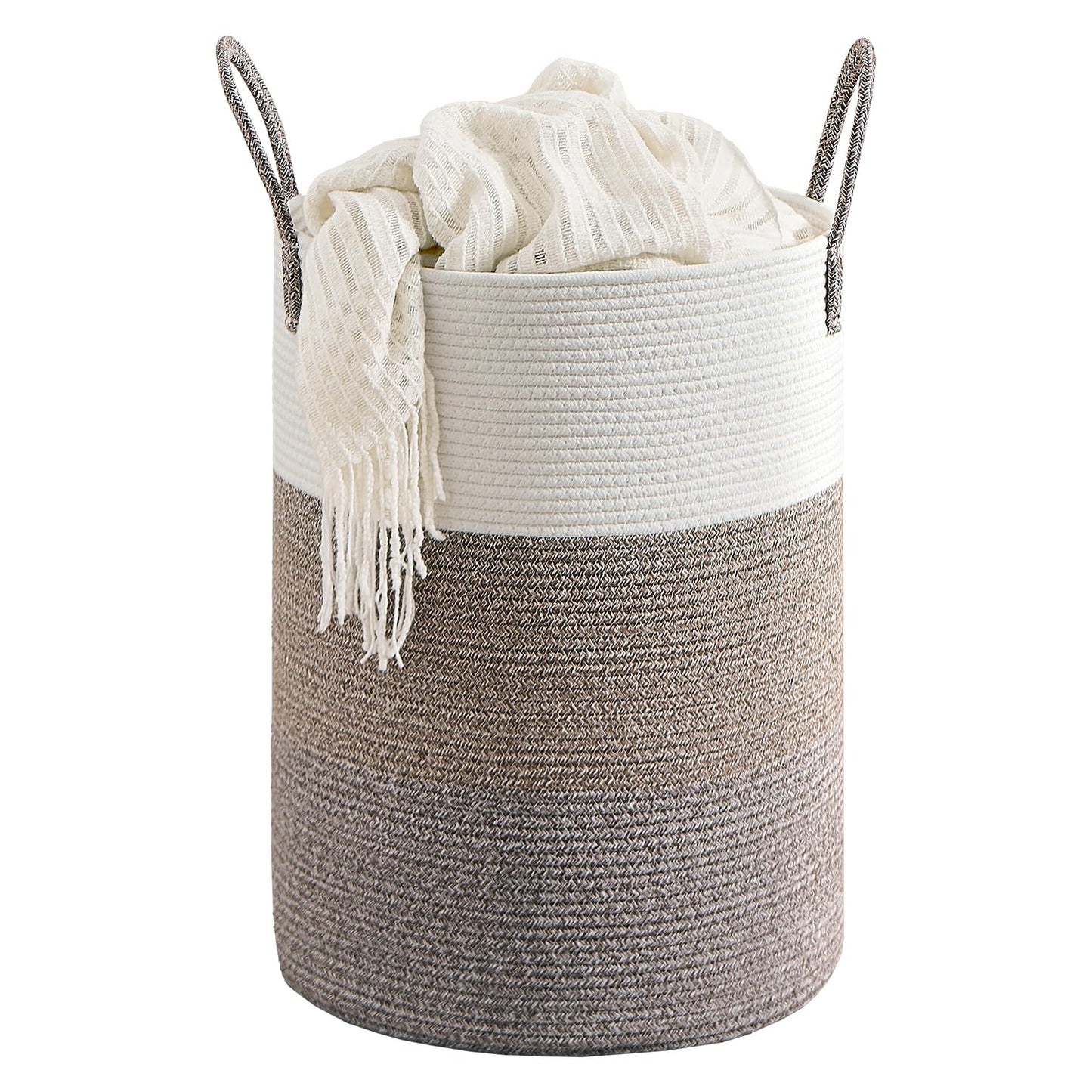CLHMILY&Z 60L Laundry Basket Round Storage Rope Basket - 15x20.5 Inches - Laundry Hamper in Bedreoom and Mutil Storage Bin for B