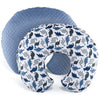 The Peanutshell Nursing Pillow Cover Set For Baby Boys Or Girls | Dinosaur & Navy Blue Minky Dot | Unisex 2 Pack