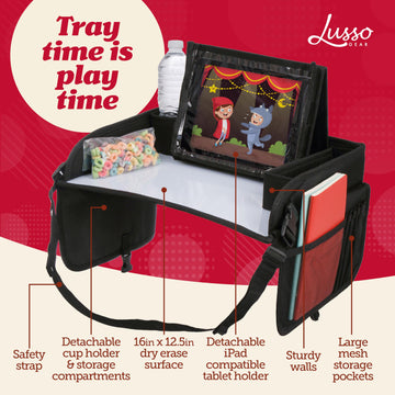 Lusso Gear Kids Travel Tray For Toddler Car Seat (2 Pack) - Travel Tray For Kids Car Seat - Lap Tray For Airplane & Car - Car Tr