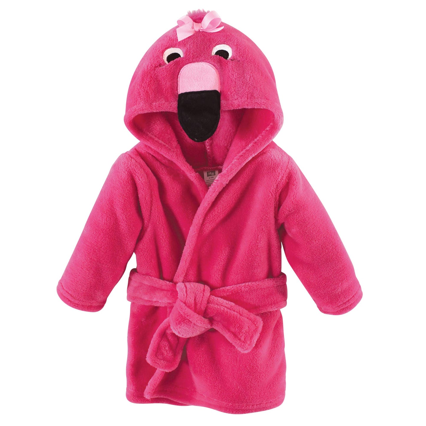 Hudson Baby Unisex Baby Plush Animal Face Bathrobe, Flamingo, 0-9 Months