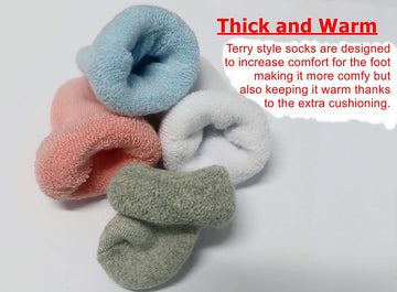 Rative Newborn Socks Thick Terry Turn Cuff Socks For Unisex Baby Boys (0-6 Months, 12-Pairs/B24)