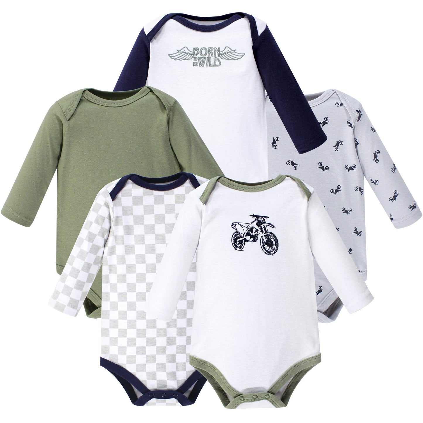 Hudson Baby Unisex Baby Cotton Long-Sleeve Bodysuits, Dirt Bike, 18-24 Months Us