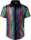 Jogal Boy 'S Dress Shirt Sequins Button Down Shirts 70S Disco Party Costume12 Multicolour