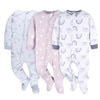 Gerber Baby Girl'S Flame Resistant Fleece Footed Pajamas 3-Pack, Purple Rainbows