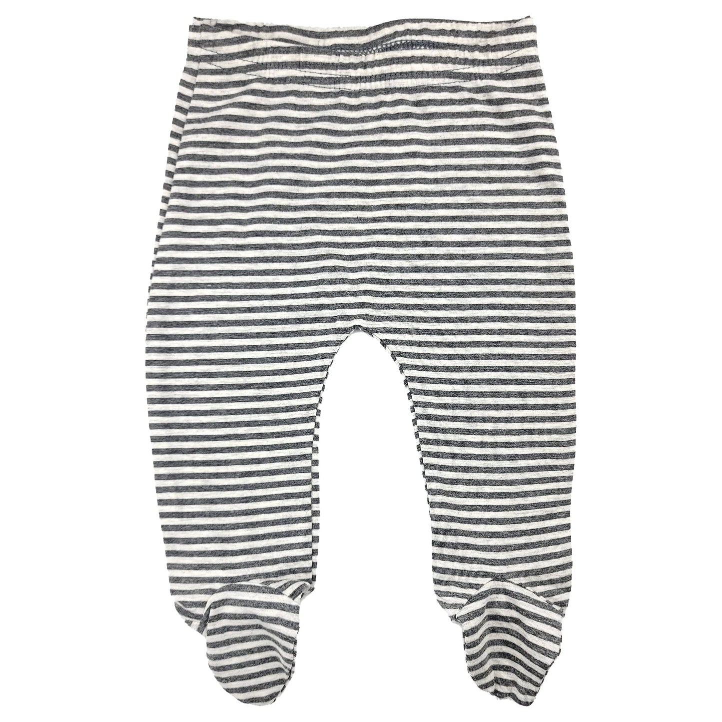 123 Bear Baby Soft Cotton Spandex Pants With Feet (Gray Stripe 4-Pack, 0-3 Months)