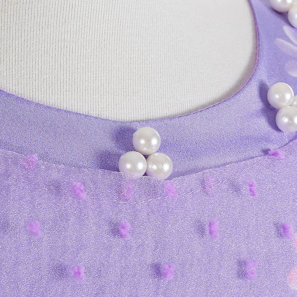 Yipkorra Encanto Mirabel Costume For Girls Cosplay Isabella Outfit Princess Halloween Dress Up With Earrings (Isabela B, 5-6 Yea