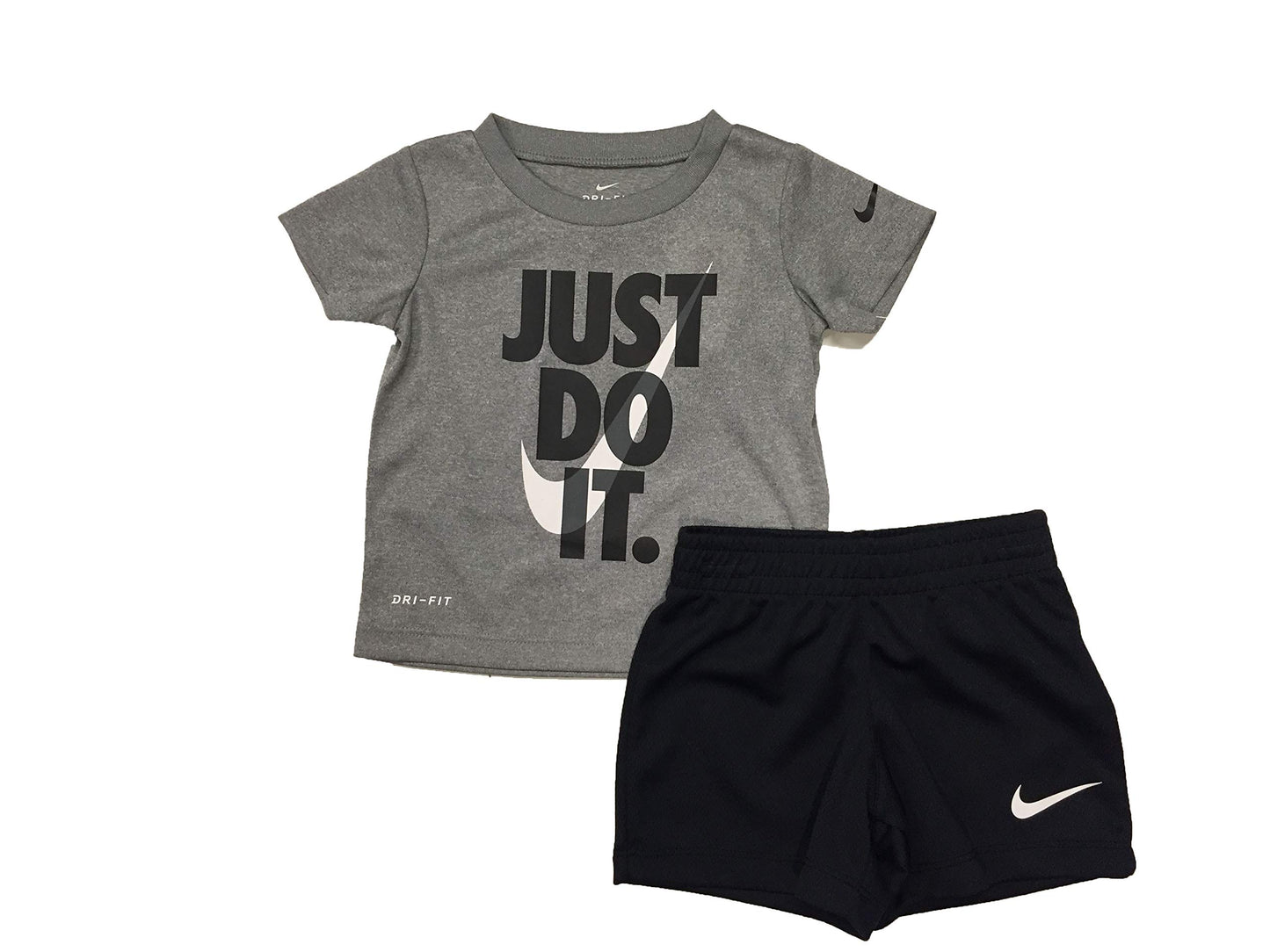 Nike Boys Dri-FIT Just Do It Graphic T-Shirt & Shorts Two-Piece Set (Little Kids) Black/Grey 5 Little Kids