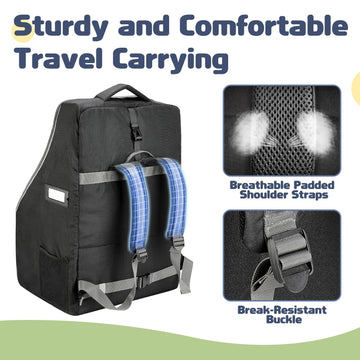 360Thick Padded Car Seat Travel Bag For Airplane ,Waterproof Car Seat Bags For Air Travel ,Heavy Duty Carseat Backpack For Nuna