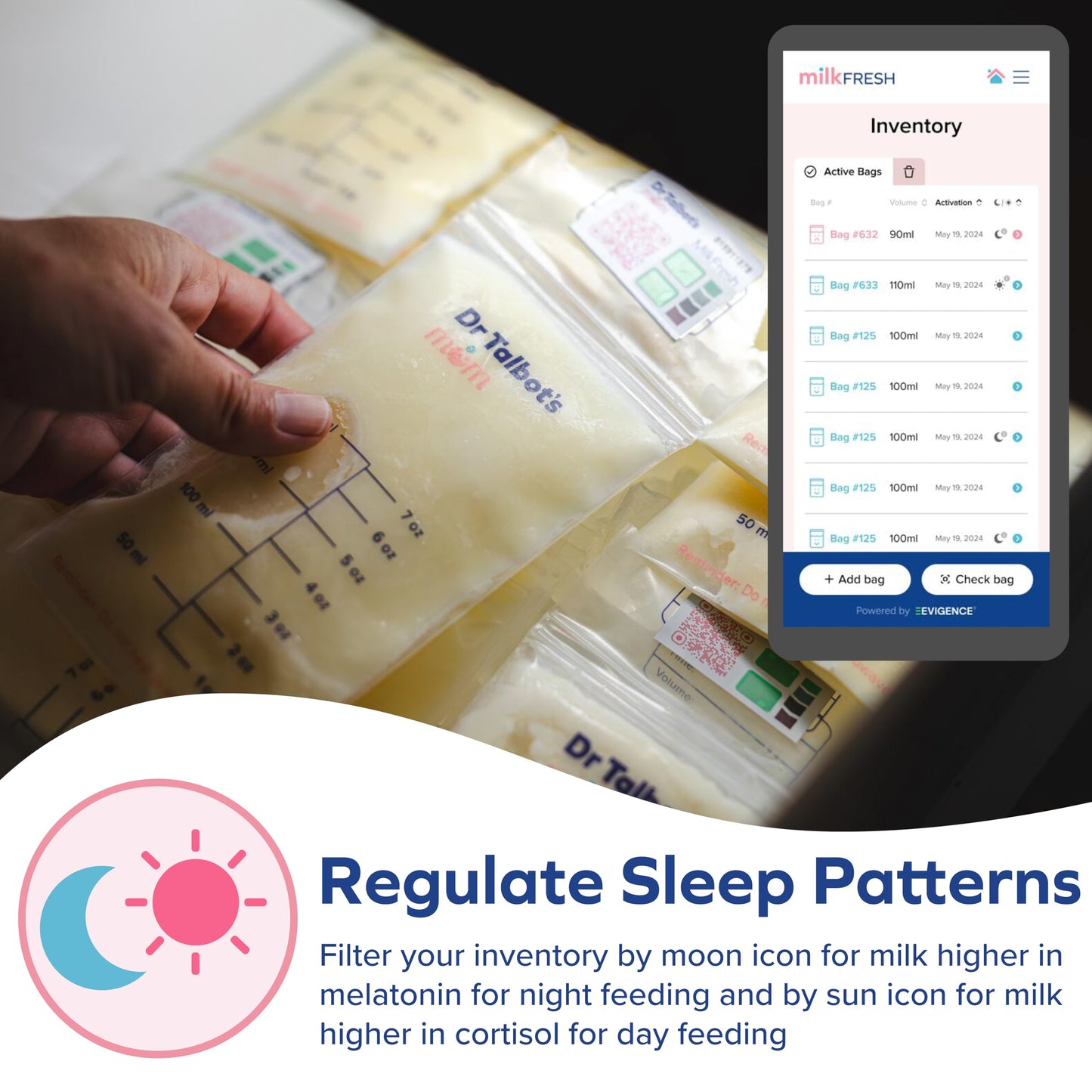 Dr. Talbot'S Mom Milkfresh Breast Milk Sensors - Track Freshness Of Pumped Milk With App. Manage Storage Bag Inventory, 20 Pk