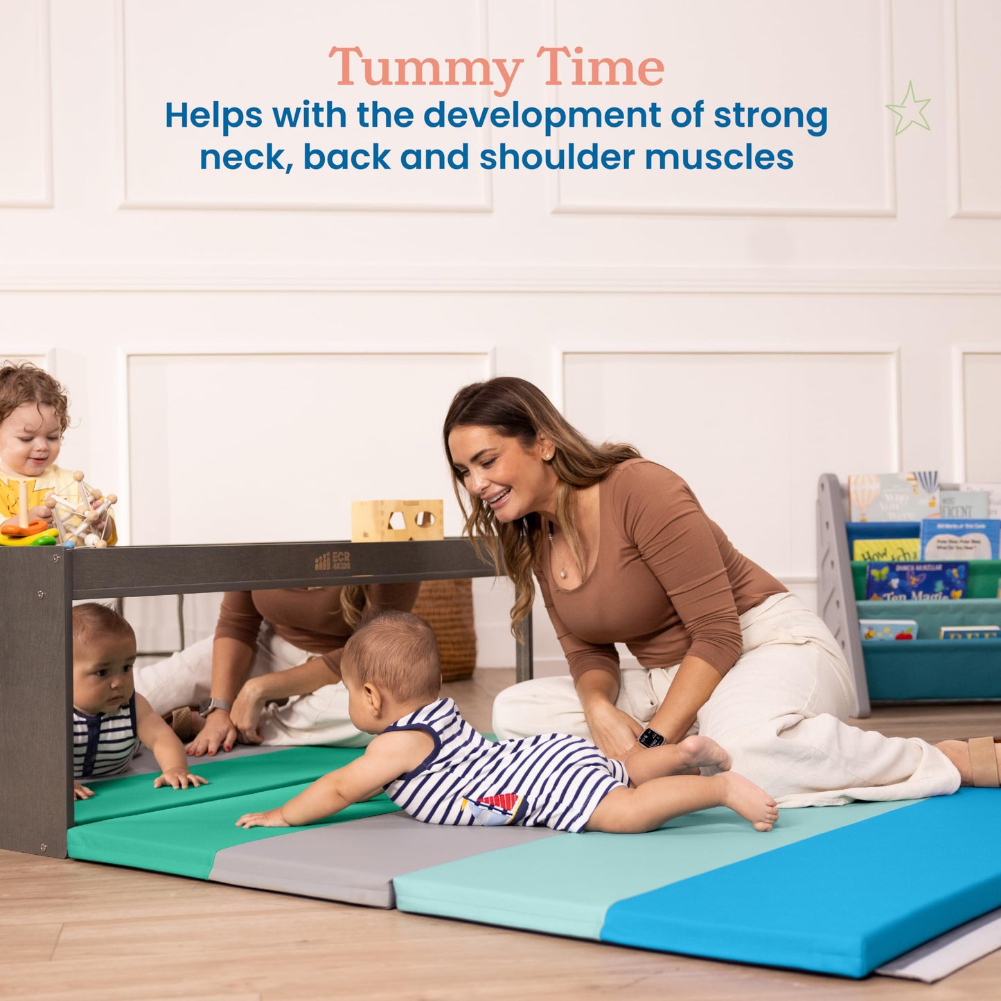 Ecr4Kids Softzone 4-Section Rainbow Runway Activity Mat, Folding Playmat, Contemporary