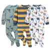 Gerber Baby Boy'S Toddler Flame Resistant Fleece Footed Pajamas 3-Pack, Dinos