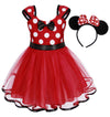 Eledobby Minnie Dress For Girls Princess Mouse Costume Birthday Party Polka Dots Tulle Tutu Dresses With Head Hoop Red 3-4T