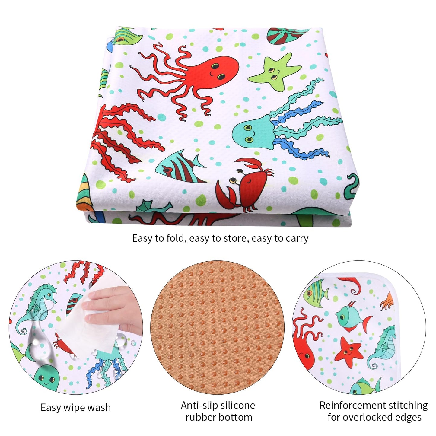 Chicmoments 51'' Babies' Highchair Splat Mat, Toddlers' Non-Slip Floor Mat, Splash Spill Mess Mat For Drawing & Painting With 4