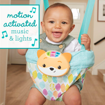 Infantino 2-In-1 Music & Lights Doorway Jumper - Engaging Activity Jumper With Motion-Activated Sounds For Babies, Fox
