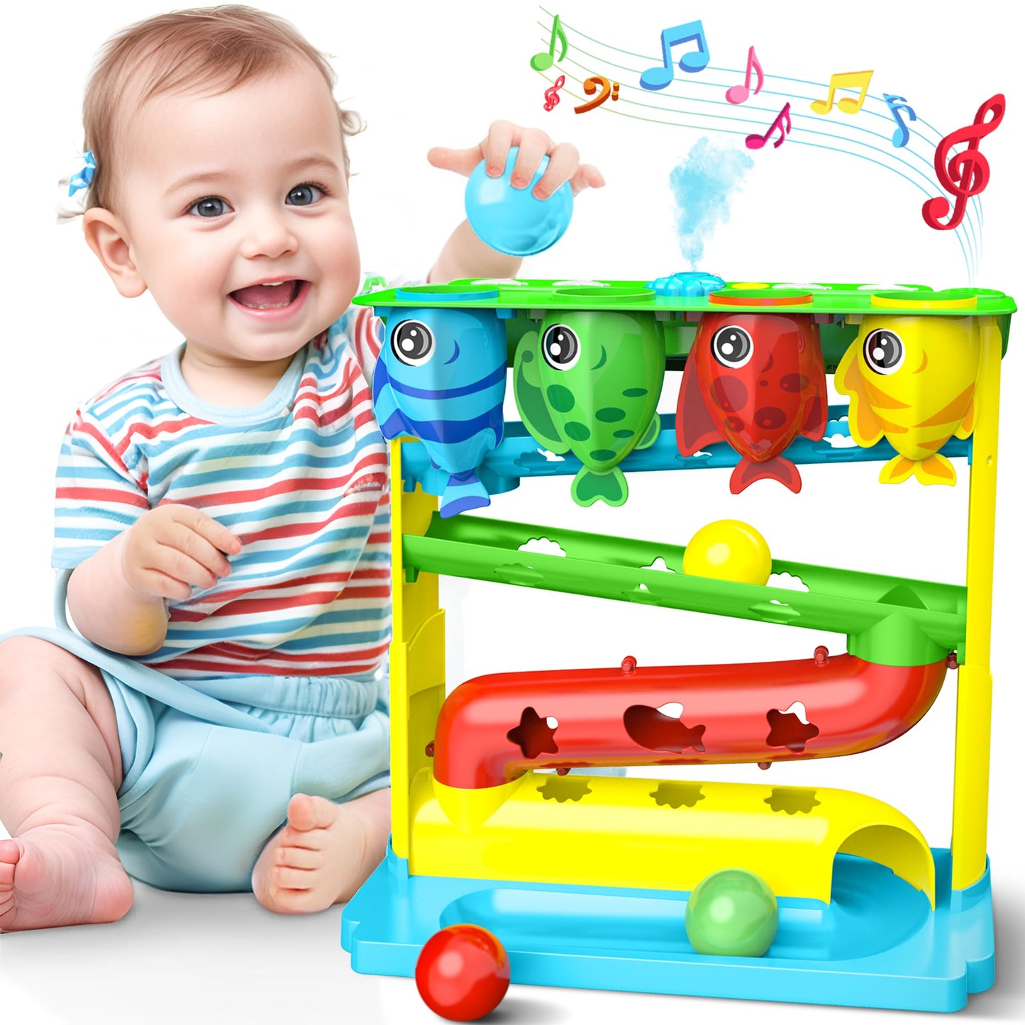 HOTHOM LENRAM Drop Ball Baby Toy, Interactive Baby Toys for 1 Year Old Boys & Girls, 6 7 8 9 10 12+ Months, with 2 Modes, 50+ So