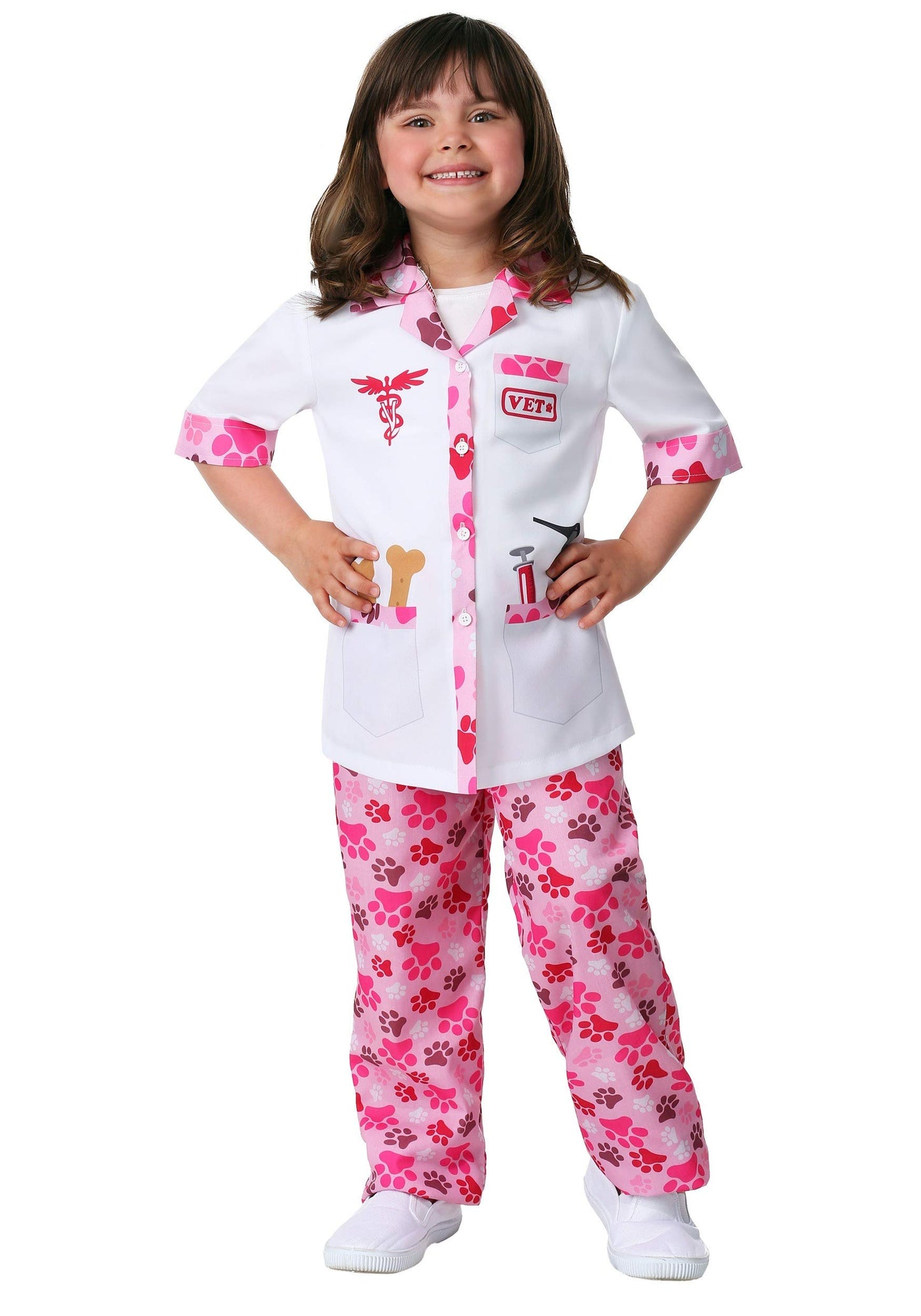 Veterinarian Girl's Costume - Lab Coat with Paw Print Pants Medium