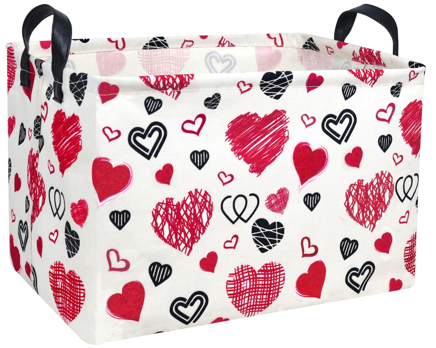 BOOHIT Valentines Day Basket Large Foldable Heart Shaped Storage Box for Gifts Kids Empty Storage Bins Rectangular Toy Organizer
