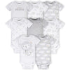 Gerber Baby 8-Pack Short Sleeve Onesies Bodysuits, Sheep Grey, Newborn