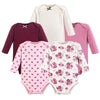 Hudson Baby Unisex Baby Cotton Long-Sleeve Bodysuits, Rose, 6-9 Months