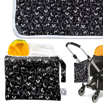 Flockthree Waterproof Baby Diper Changing Pad With Storage Bag (28.7' X 19.7') Washable Wipeable Reusable Leak Proof Diaper Tr