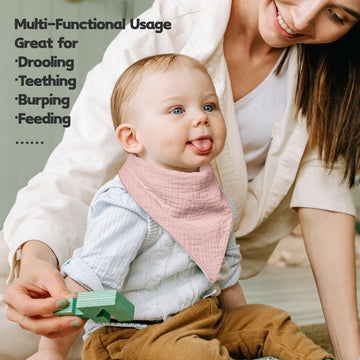 Susurration Muslin Baby Drool Bibs 6Pack Soft Triangular Adjustable Baby Bandana Bibs For Unisex Girls & Boys (Pink)