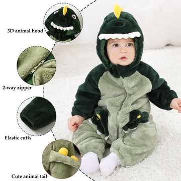Tonwhar Kids' And Toddlers' Infant Tiger Dinosaur Animal Fancy Dress Costume Outfit Hooded Romper Jumpsuit(1-3 Months/Height:20'