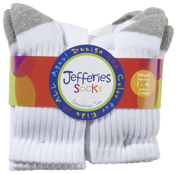 Jefferies Unisex Baby Sport Crew 6 Pk - White/Gry - 5-6.5