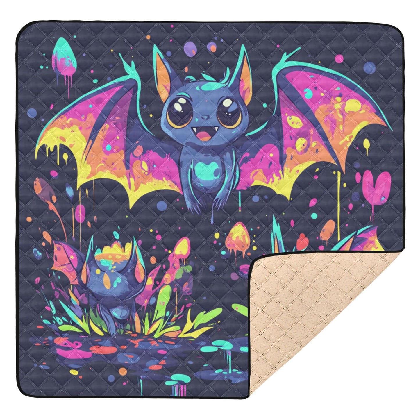 Cute Bats Soft Thick Baby Activity Play Mat for Indoor Outdoor Waterproof Playroom Activity Mat for Babies Infants Toddlers, 50