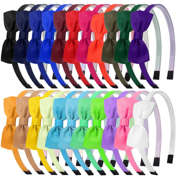 Bows Headbands For Girls Toddler, 22Pcs Ribbon Hair Bow Head Bands For Kids Children Cute Hairbands For Daily School Hair Access