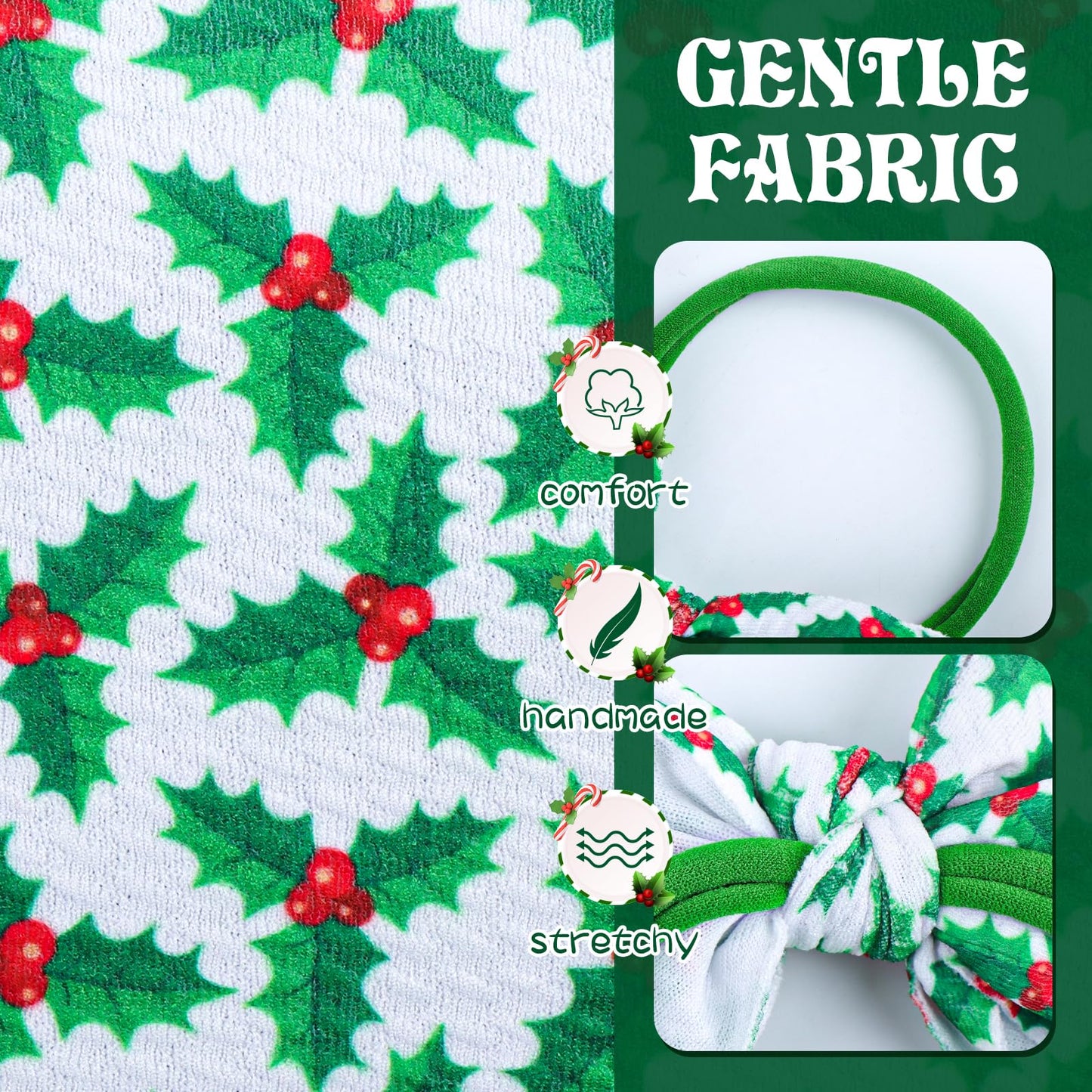 Lanmerry Christmas Baby Girl Bows Headbands Xmas Tree Headbands Candy Cane Hair Bow Elastic Nylon Hairbands Hair Accessories New